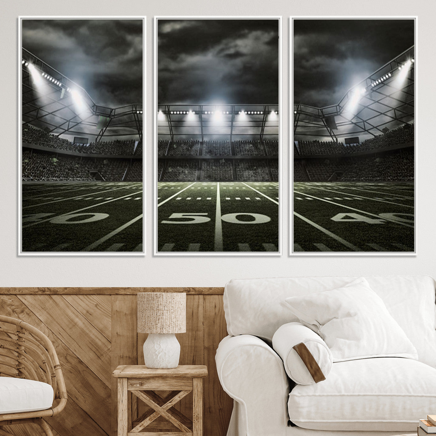 90107-MGV-CV-36X24-American Football Stadium Wall Art Canvas Print, Stadium Sport Wall Art Print