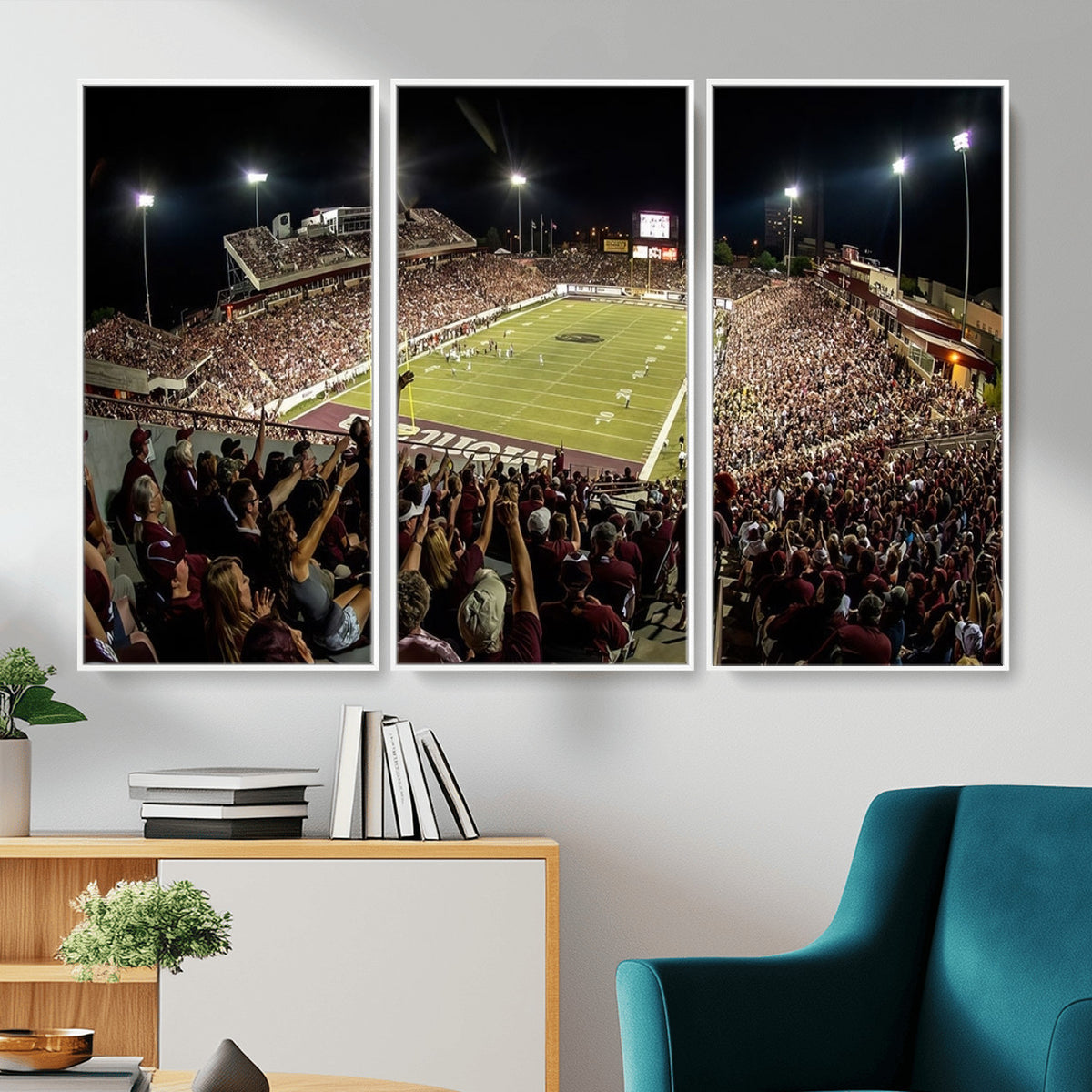 94126-MGV-CV-36X24 - Washington-Grizzly Stadium Canvas Wall Art | Exciting Game Night Atmosphere in Panoramic View