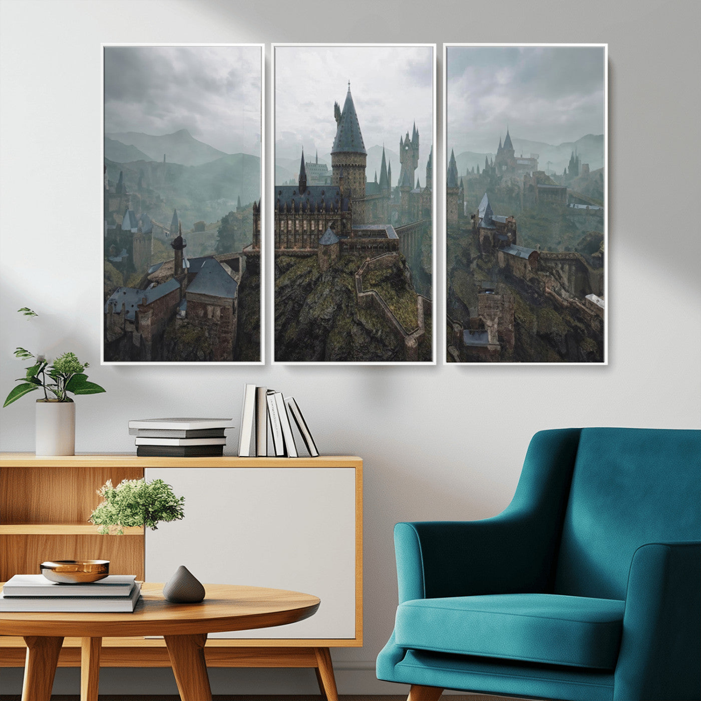 MGV-FC-48X32-3P - Disney Castle Wall Art Canvas Print, Living Kids Home Room Decor Art Print