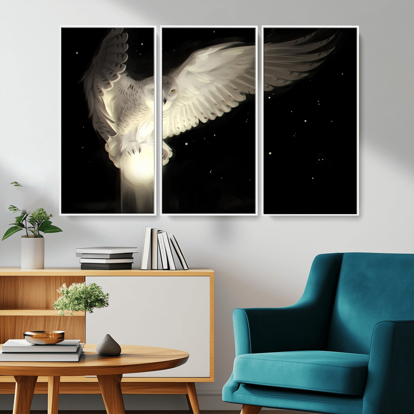 MGV-FC-48X32-3P - Night Owl Art -  Illuminating the Darkness – Unique Animal-Inspired Wall Art for Modern Decor |