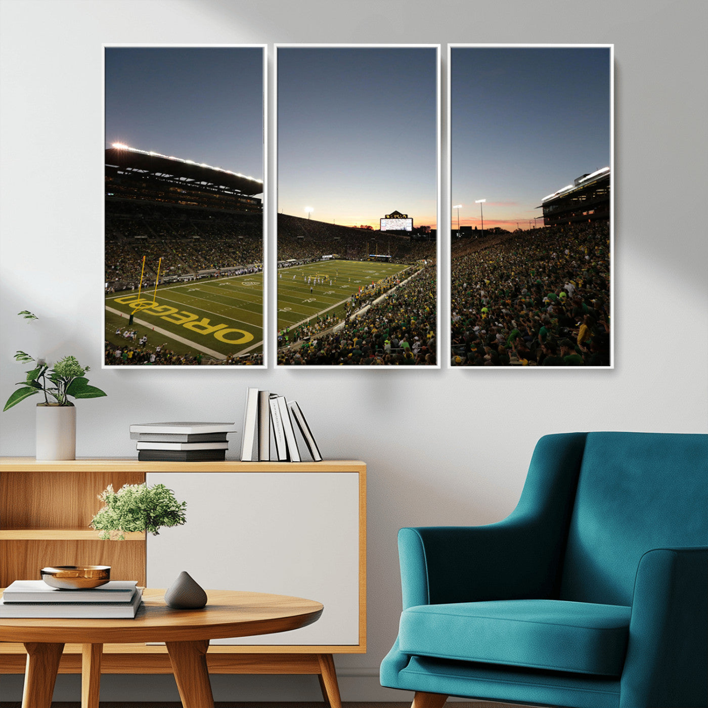 MGV-FC-48X32-3P - Oregon Ducks Football Team Print - Eugene Autzen Stadium Wall Art Canvas Print