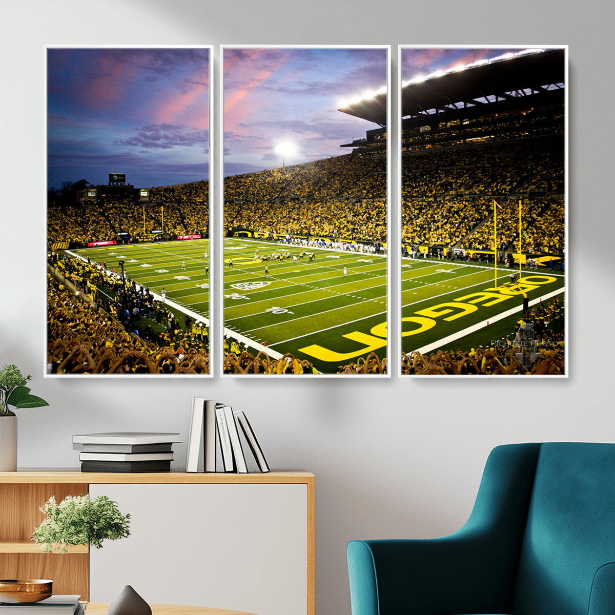 72017-MGV-CV-36X24 - University of Oregon Ducks Football Team Print, Eugene, Framed and Ready to Hang