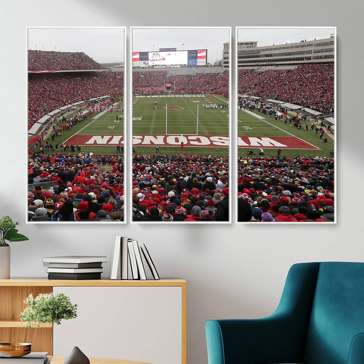 23461-MGV-CV-36X24 - Wisconsin Badgers Team Print Canvas, Madison Camp Randall Stadium Wall Art