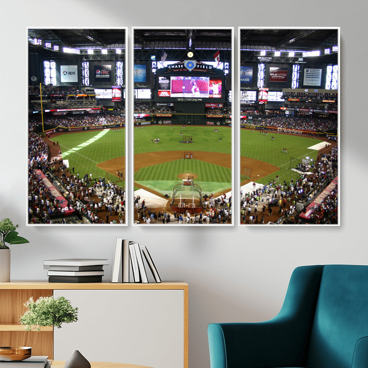 91630-MGV-CV-36X24 - Arizona Diamondbacks Baseball Team Print, Phoenix Chase Field Baseball Stadium Wall Art