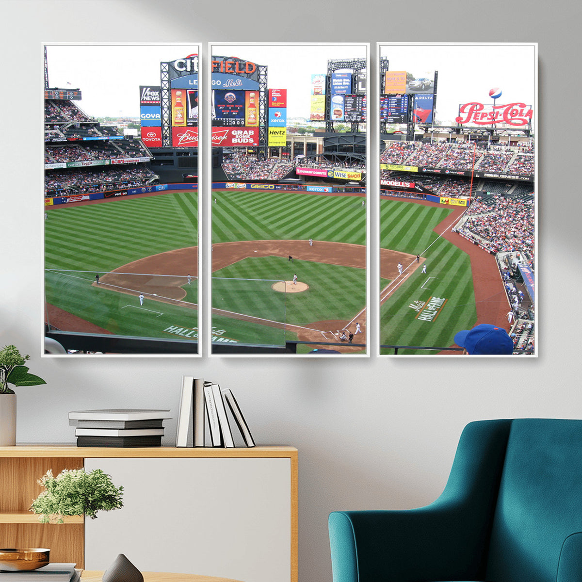 64829-MGV-CV-36X24 - New York Mets Baseball Team Print, Citi Field Baseball Stadium Wall Art