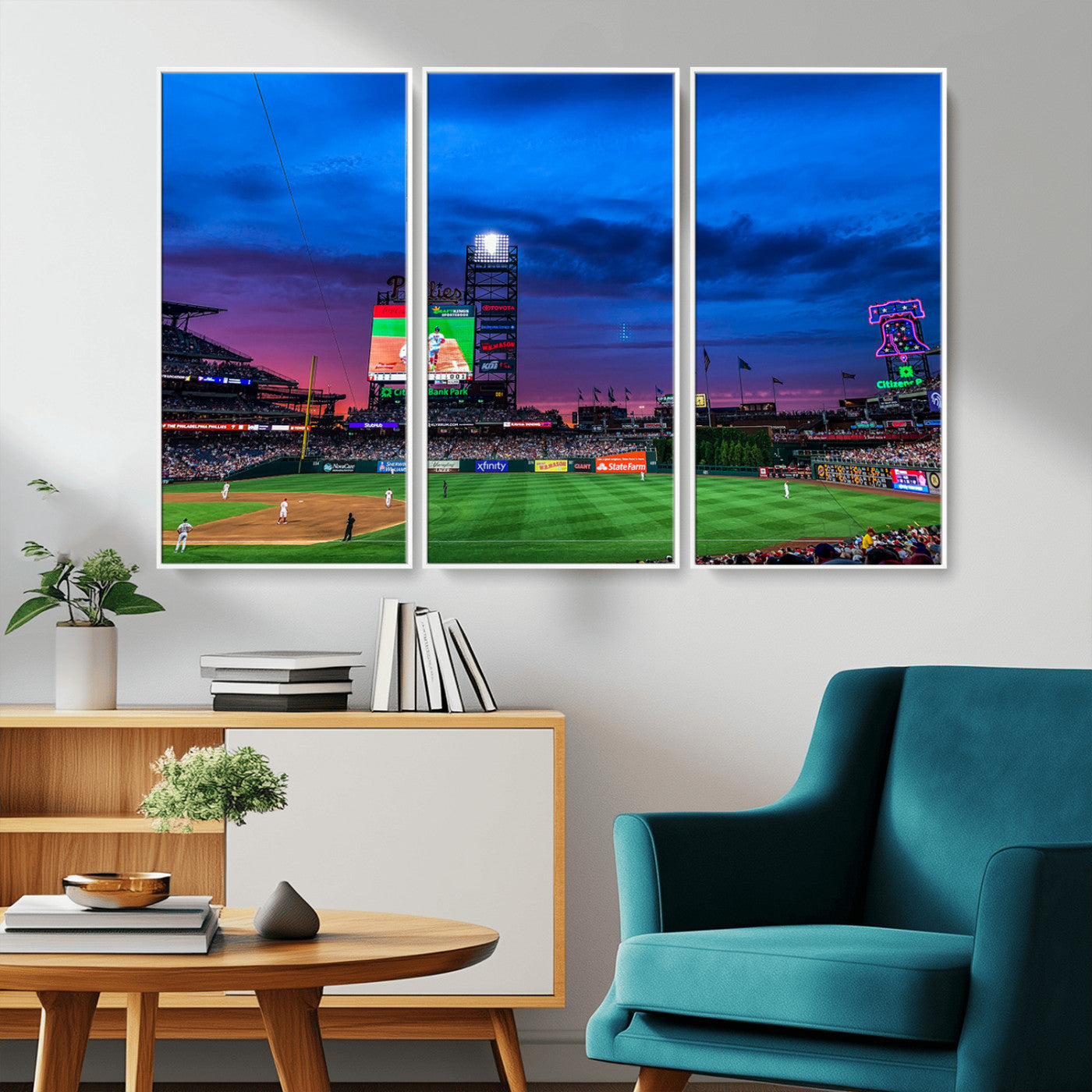 MGV-FC-48X32-3P - Philadelphia Phillies Baseball Team Print - Philadelphia Citizens Bank Park Stadium Canvas Wall Art