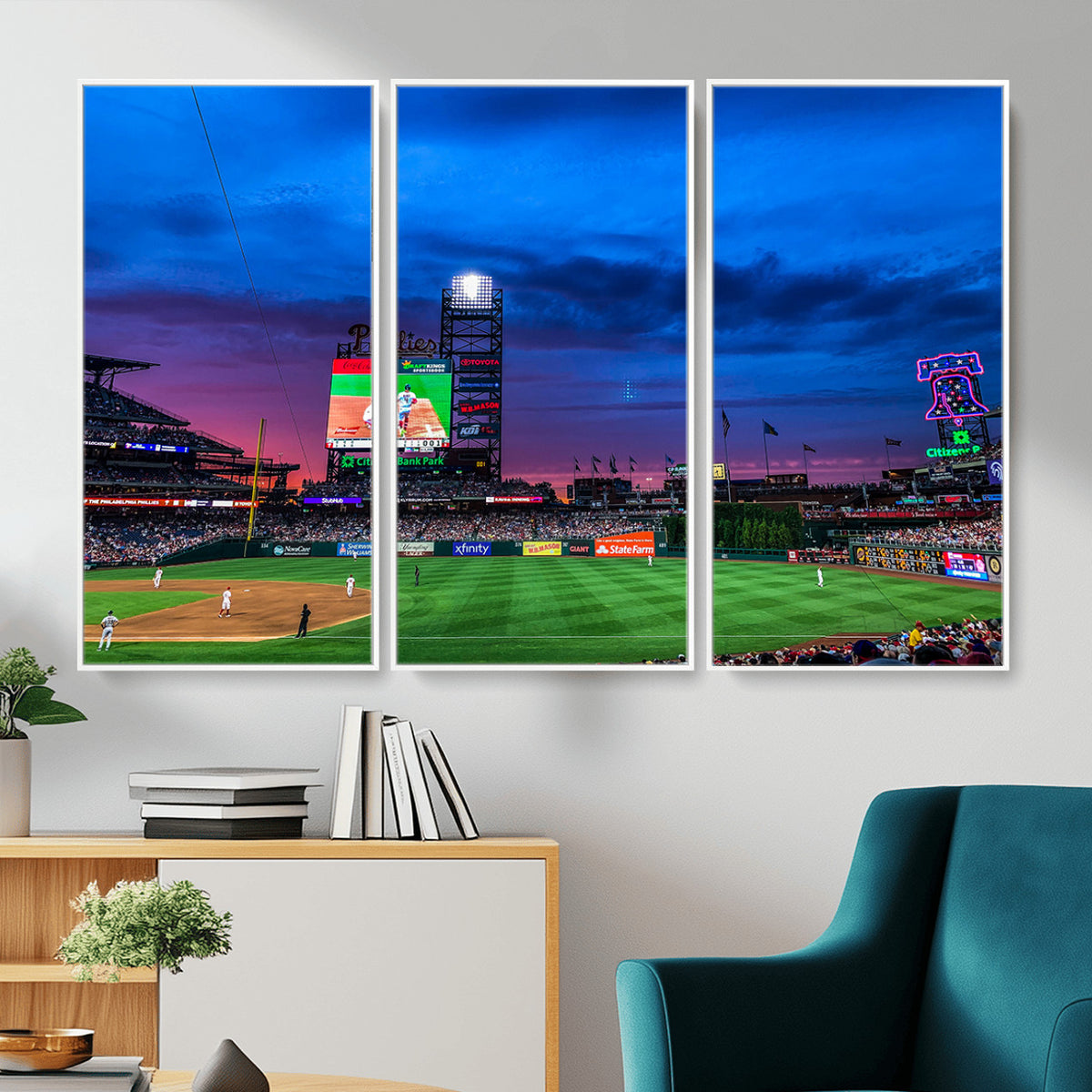 20427-MGV-CV-36X24 - Philadelphia Phillies Baseball Team Print, Citizens Bank Park, Extra Large Game Room Wall Decor