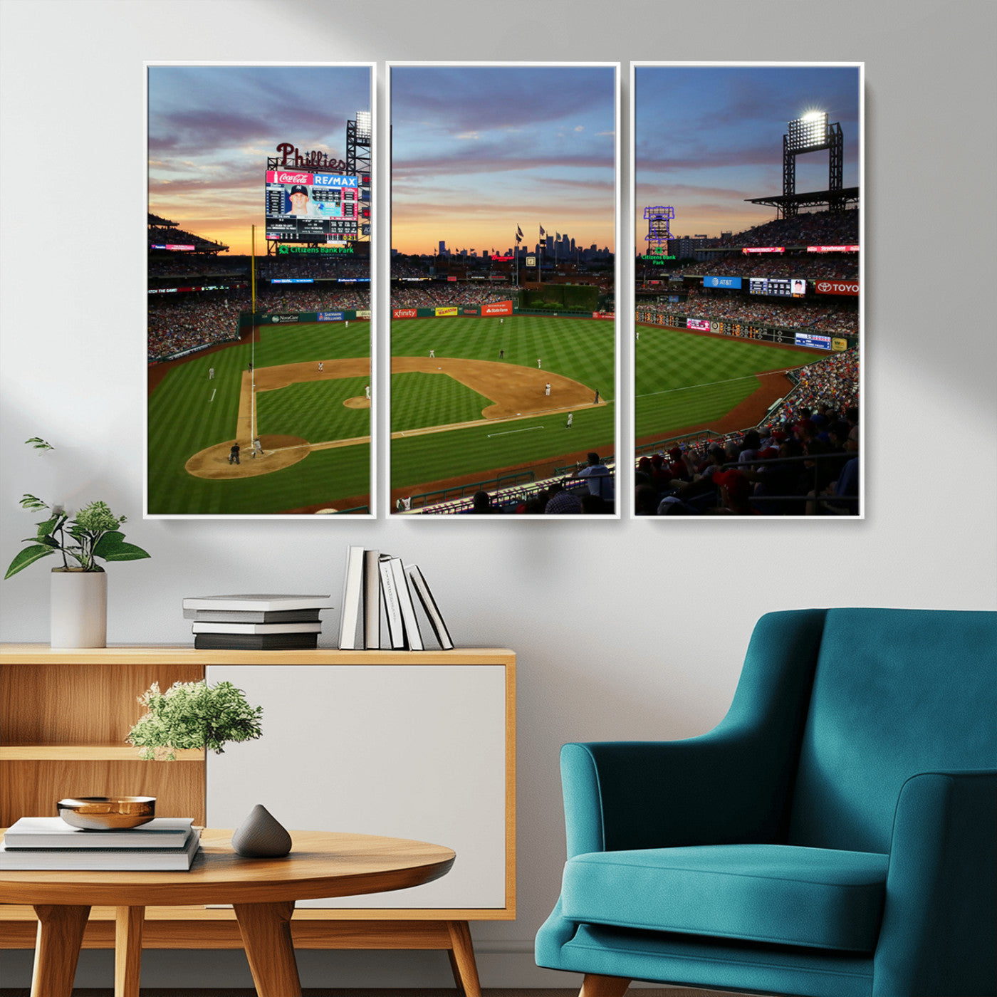 MGV-FC-48X32-3P - Citizens Bank Park Philadelphia Phillies Wall Art Canvas | 3-Panel Canvas Print of Phillies Stadium