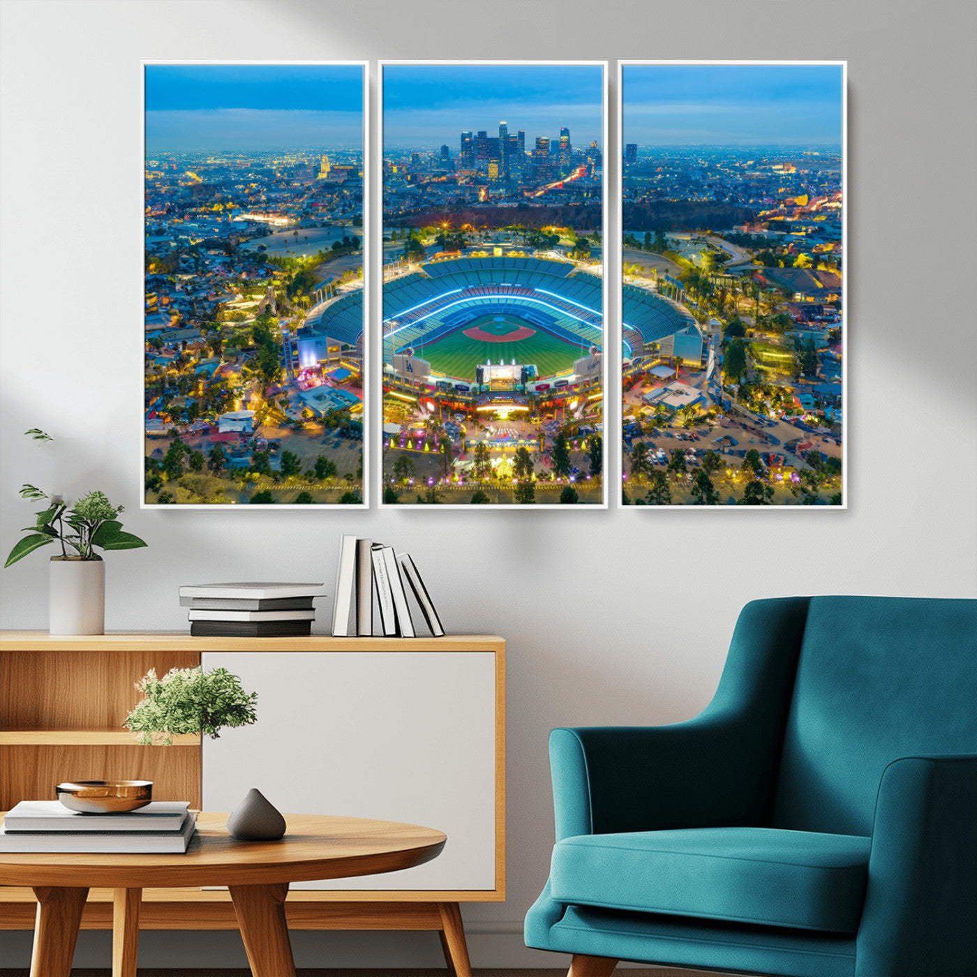 MGV-FC-48X32-3P - Los Angeles Dodgers Wall Art Canvas, Dodger Stadium Wall Art Canvas Print - MLB Baseball Stadium