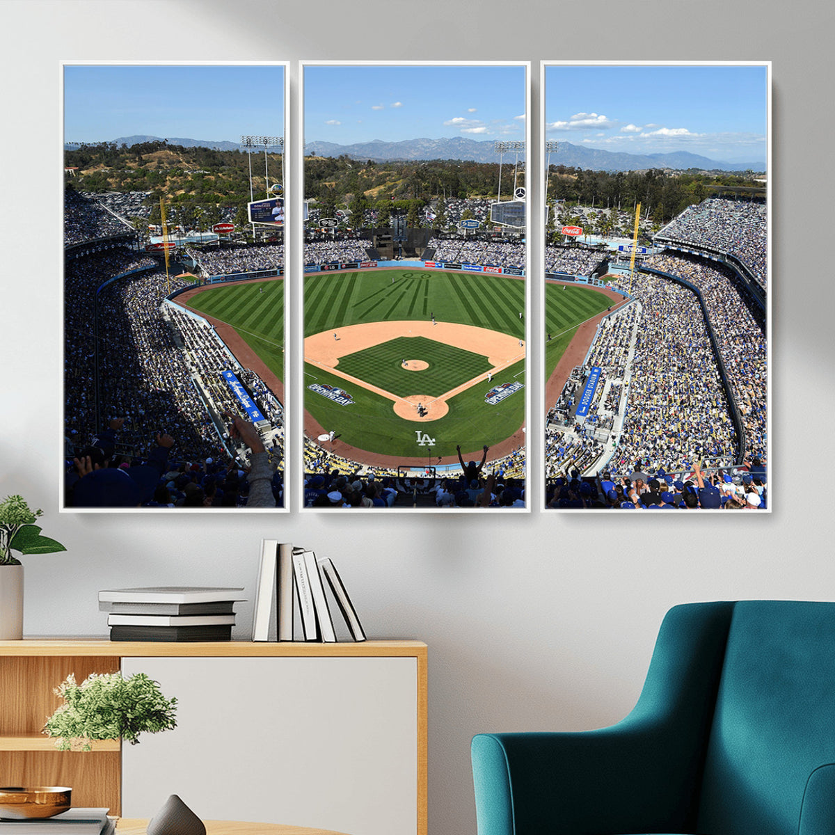 20436-MGV-CV-36X24 - Los Angeles Dodgers Dodger Stadium Wall Art Canvas Print, Framed and Ready to Hang