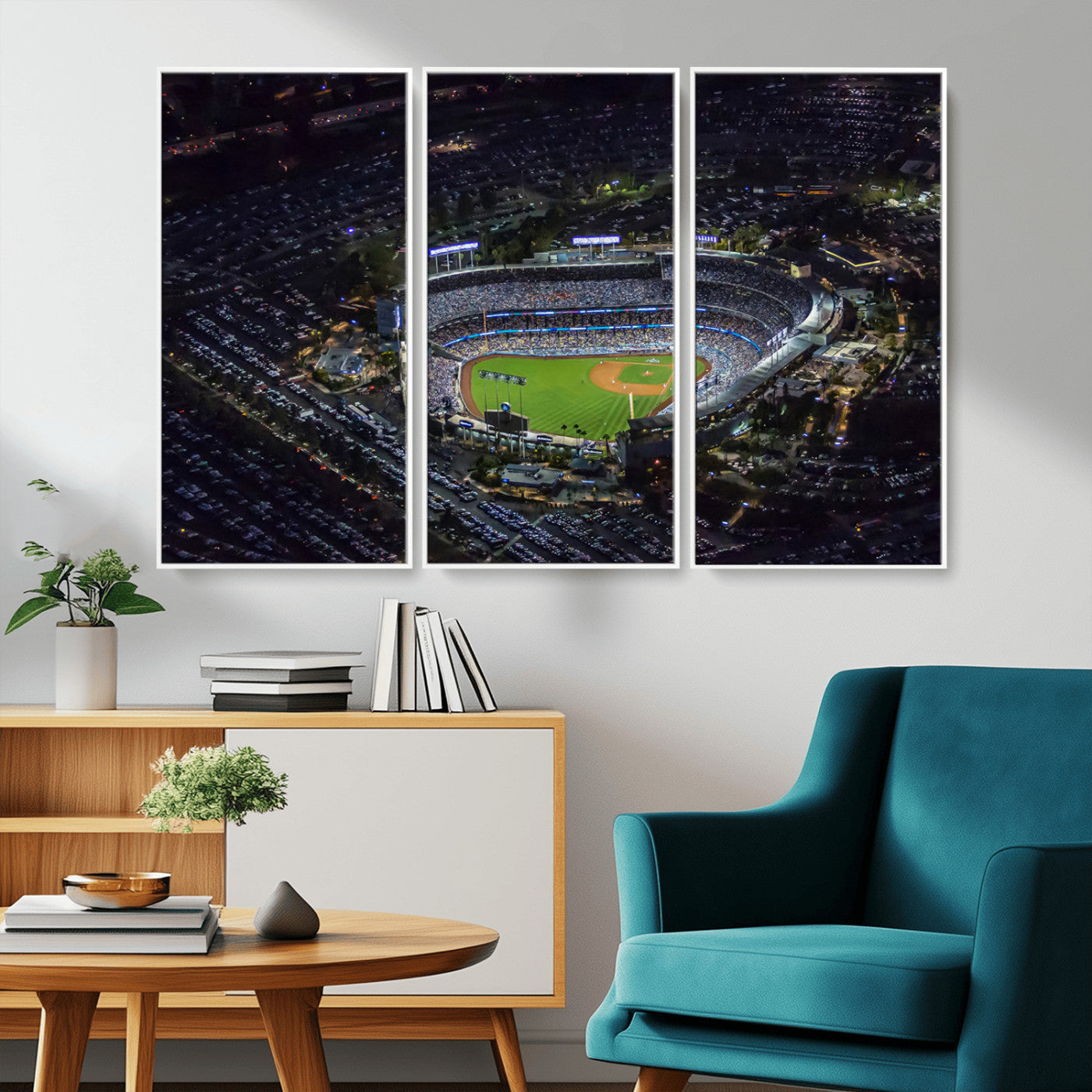 MGV-FC-48X32-3P - Los Angeles Dodgers Dodger Stadium Wall Art Canvas Print - MLB Baseball Stadium