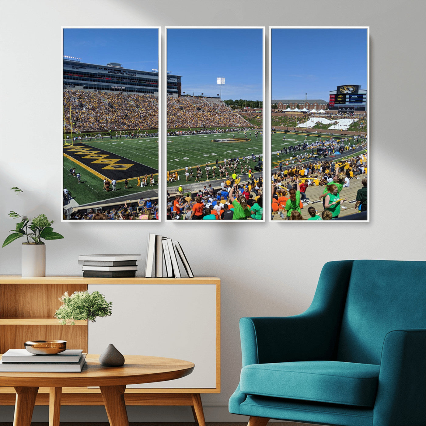 MGV-FC-48X32-3P - University of Missouri Tigers Football Team Print - Columbia Faurot Field Memorial Stadium Wall Art