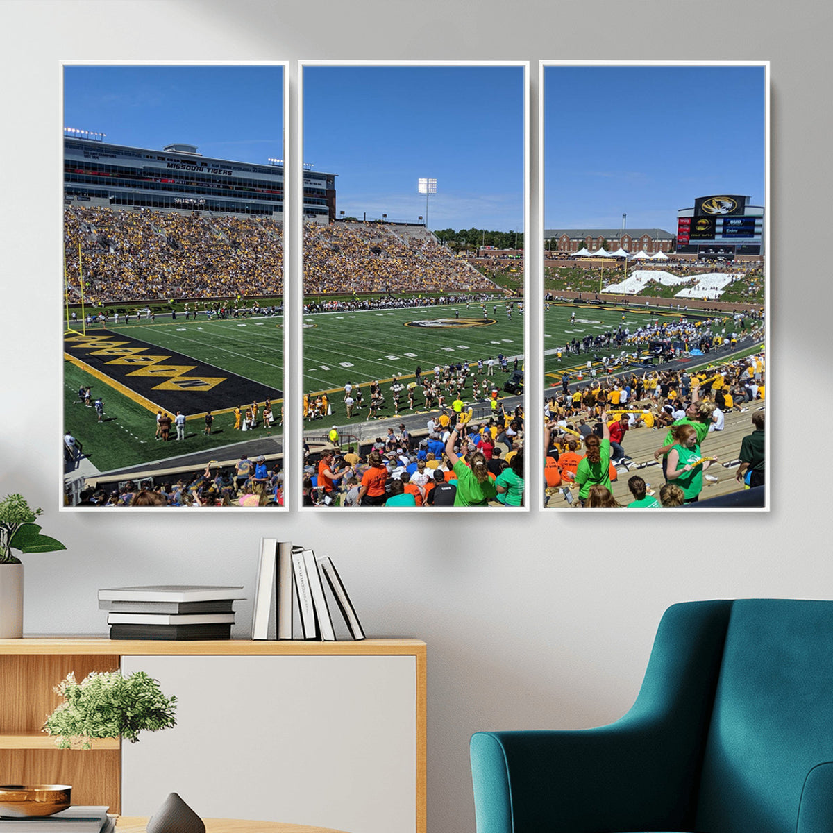 38399-MGV-CV-36X24 - University of Missouri Tigers Football Team Print, Columbia Faurot Field Memorial Stadium Wall Art