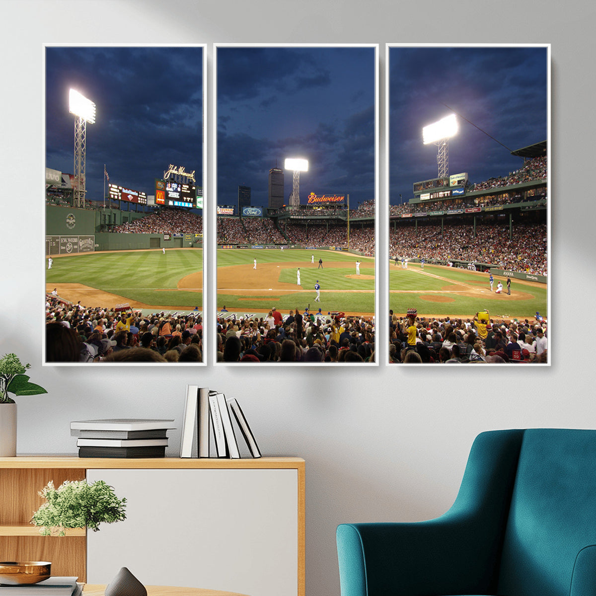 85099-MGV-CV-36X24 - Boston Red Sox Baseball Team Print Canvas, Massachusetts Fenway Park Stadium Wall Art