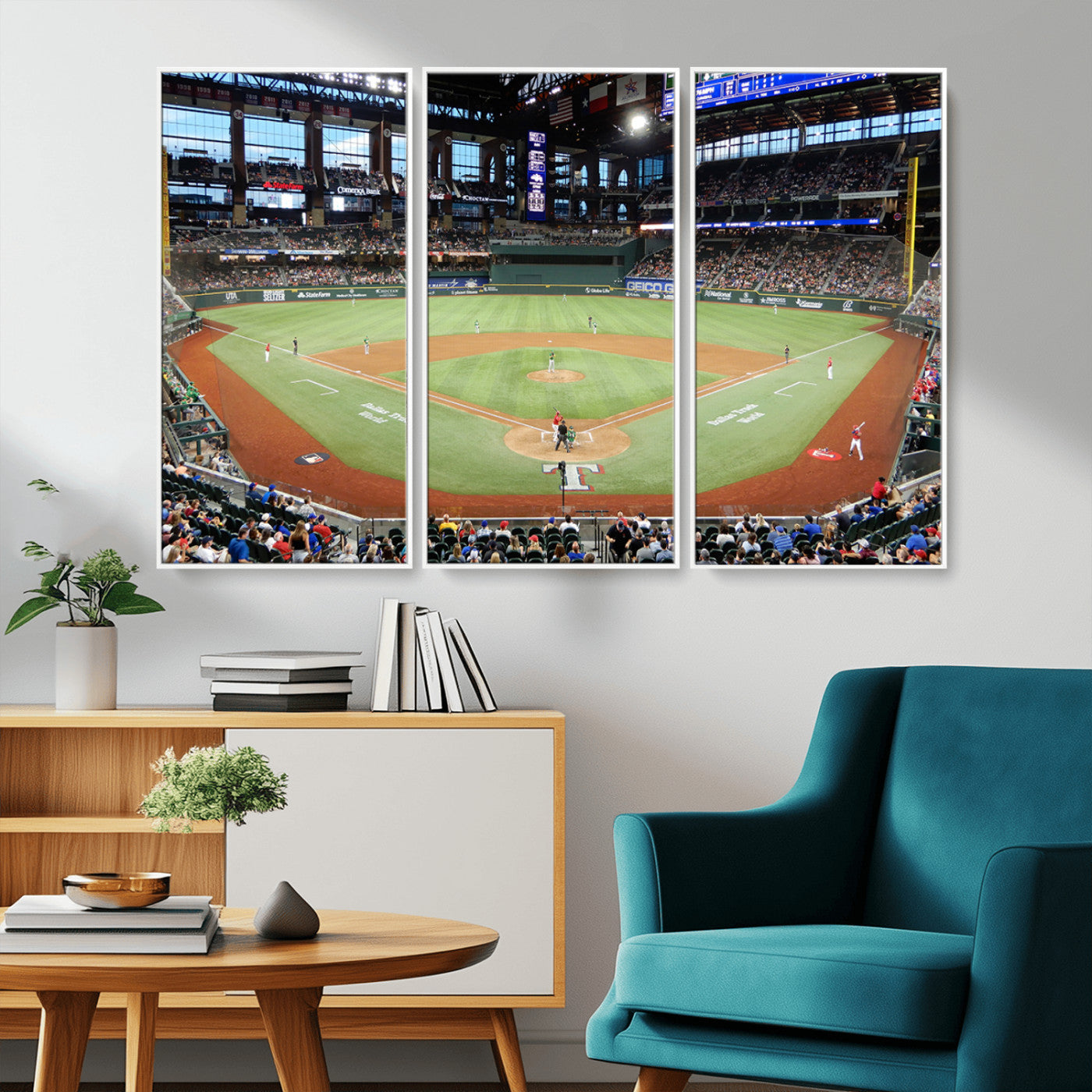 MGV-FC-48X32-3P - Texas Rangers Baseball Team Print - Arlington Globe Life Field Stadium Canvas Print Wall Art