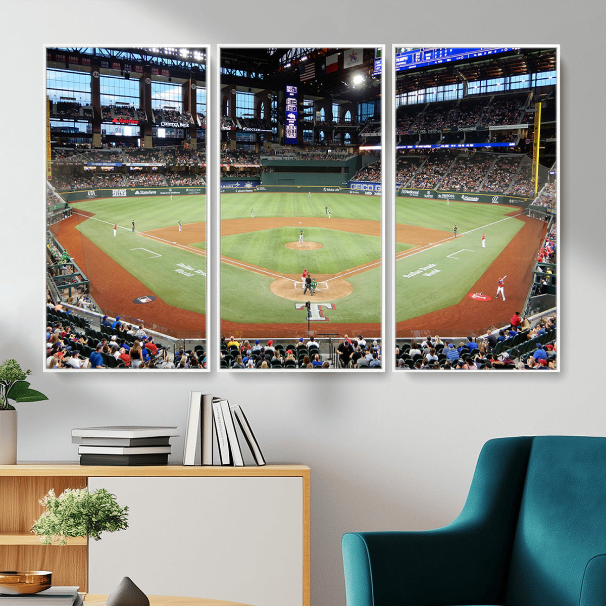 78468-MGV-CV-36X24 - Texas Rangers Baseball Team Print, Arlington Globe Life Field Stadium Wall Art