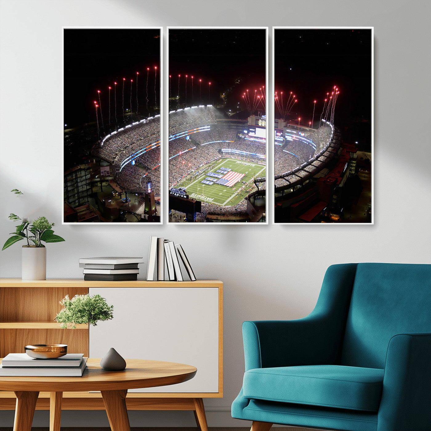 MGV-FC-48X32-3P - New England Patriots Team Print Wall Art- Foxborough Gillette Stadium Wall Art Canvas Print