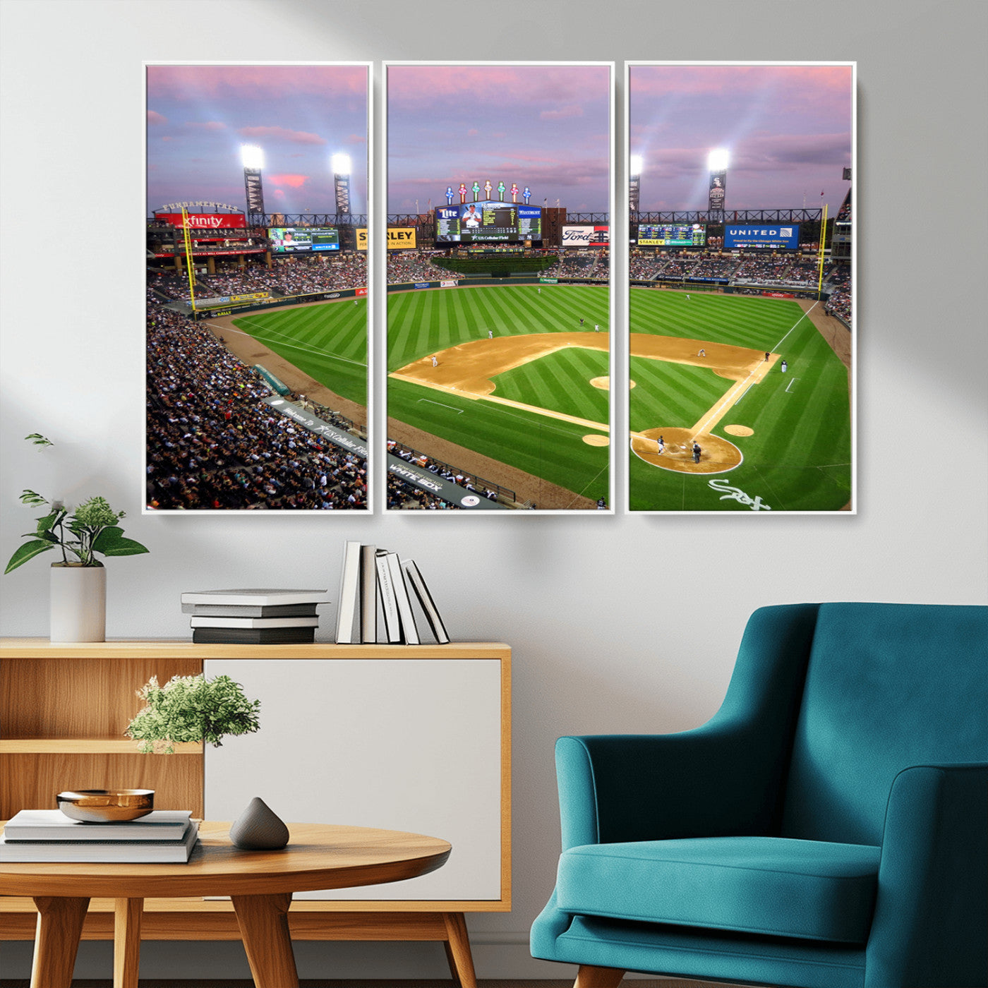 MGV-FC-48X32-3P - Chicago White Sox Baseball Team Print Canvas- Guaranteed Rate Field Stadium Wall Art Canvas Print
