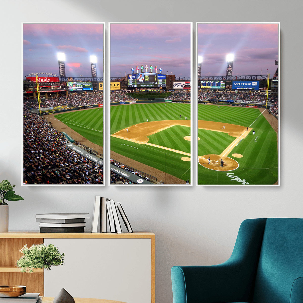 38470-MGV-CV-36X24 - Chicago White Sox Baseball Team Print Canvas, Guaranteed Rate Field Stadium Wall Art
