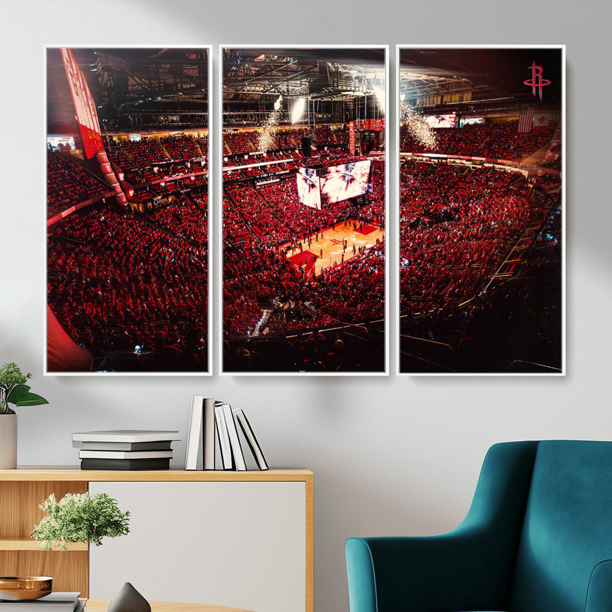 91527-MGV-CV-36X24 - Houston Rockets Basketball Team Print Canvas, Houston Toyota Center Arena Wall Art