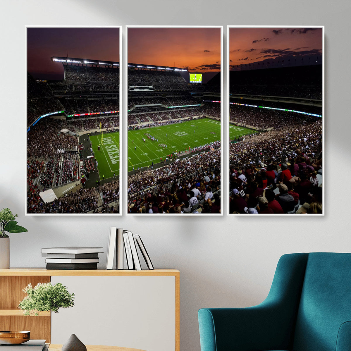 45603-MGV-CV-36X24 - Texas A&M Aggies Football Team Print, College Station Kyle Field Stadium Canvas Wall Art