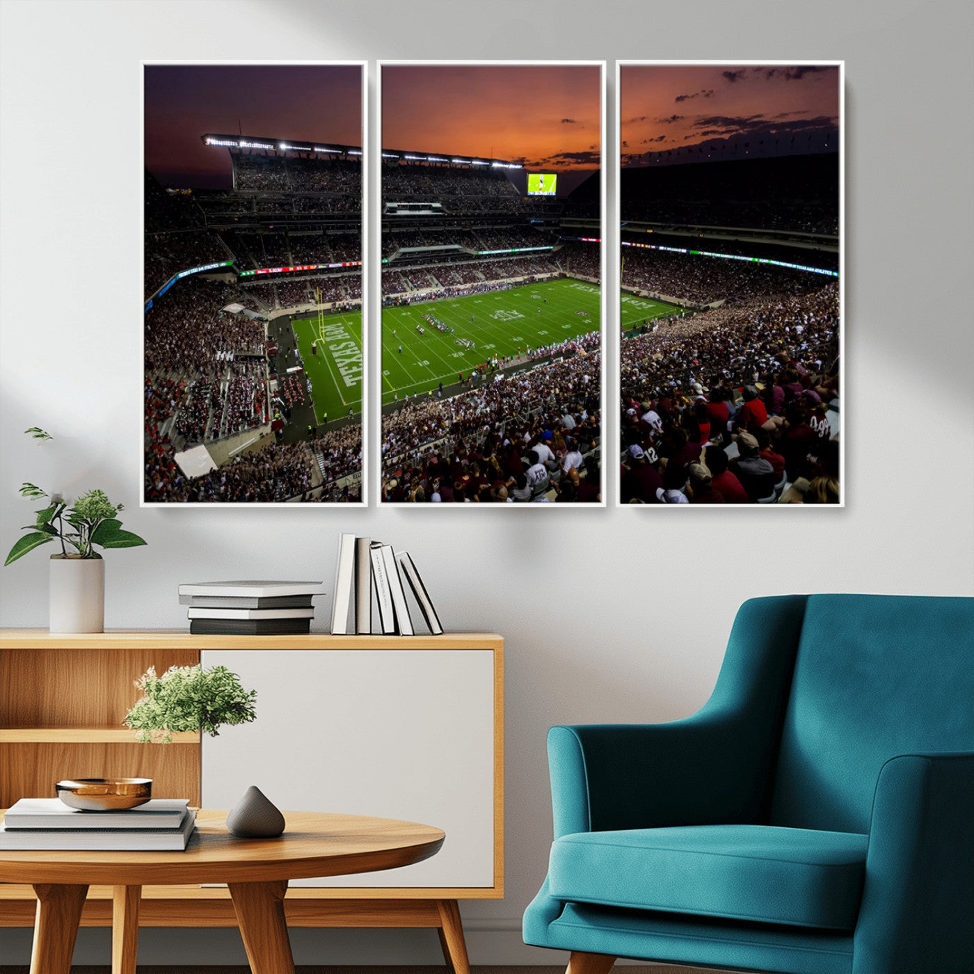 MGV-FC-48X32-3P - Texas A&M Aggies Football Team Print - College Station Kyle Field Stadium Wall Art Canvas Print