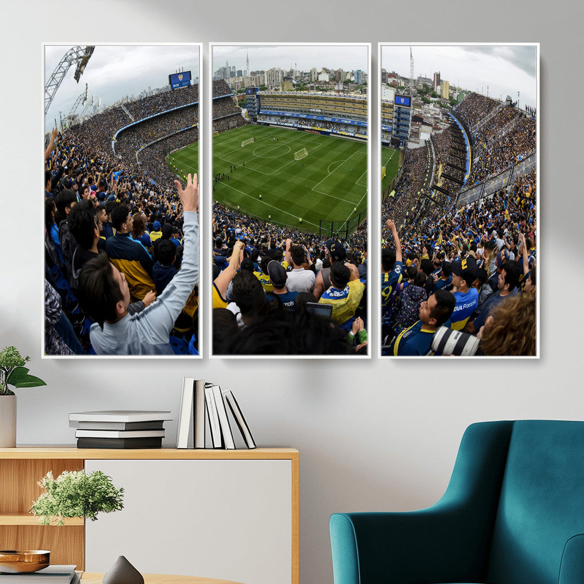 23173-MGV-CV-36X24 - Boca Juniors Soccer Team Print, Buenos Aires Bombonera, Framed and Ready to Hang