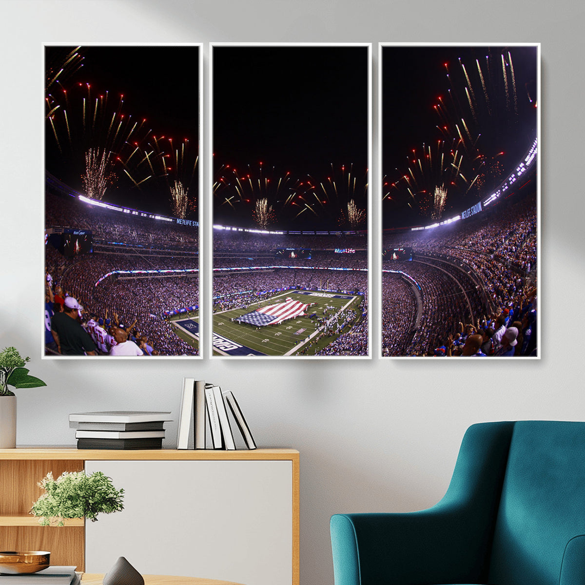56360-MGV-CV-36X24 - New York Giants Football Team Print, East Rutherford MetLife Stadium Wall Art