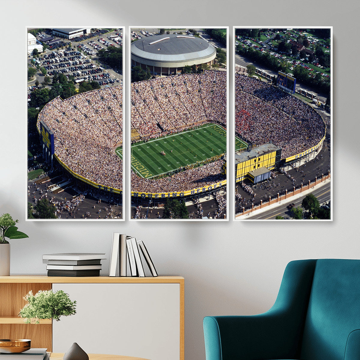 27314-MGV-CV-36X24 - Michigan Wolverines Football Team Print, Ann Arbor Michigan Stadium Wall Art