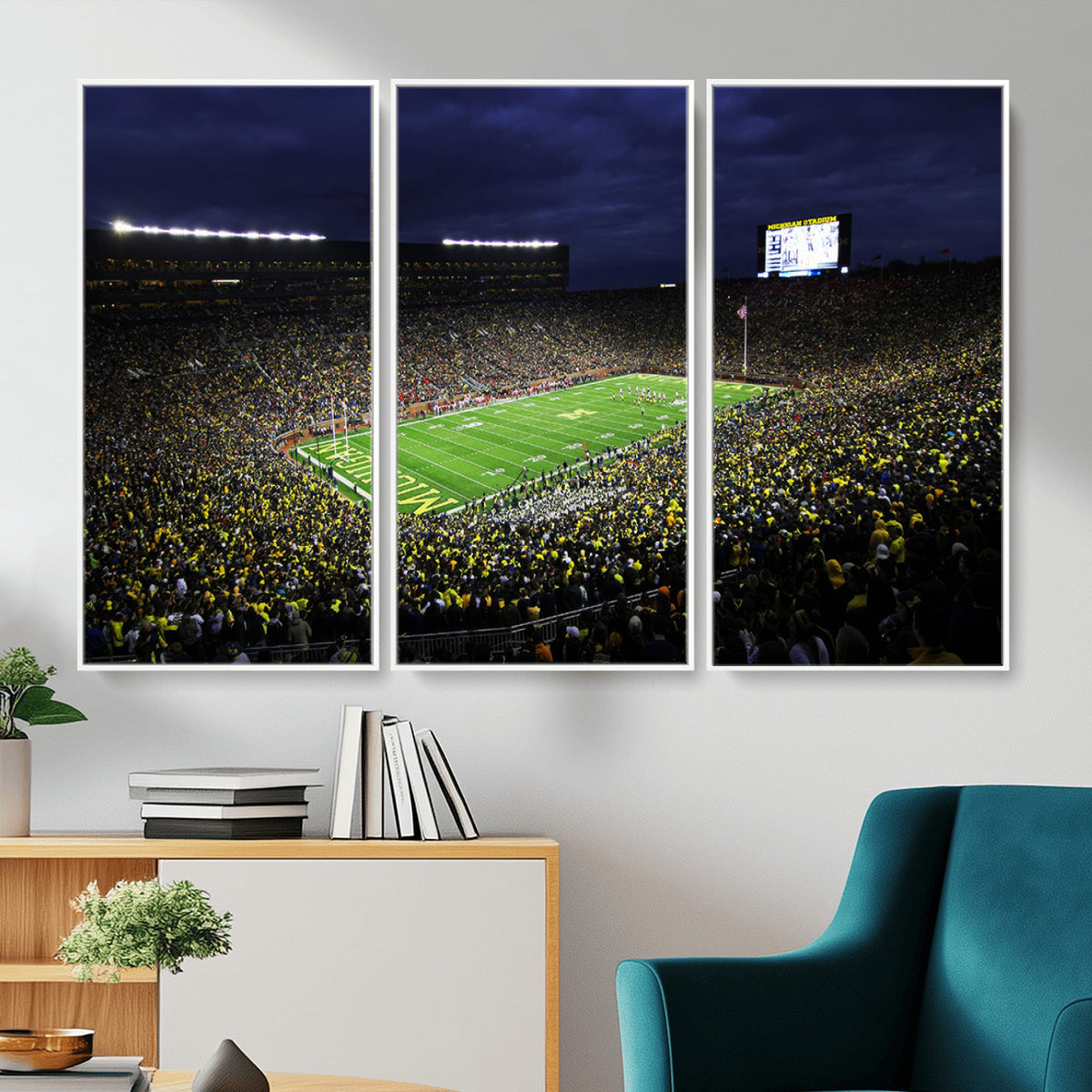 15448-MGV-CV-36X24 - Michigan Wolverines Football Canvas Wall Decor, Football Team Print, Ann Arbor Michigan Stadium