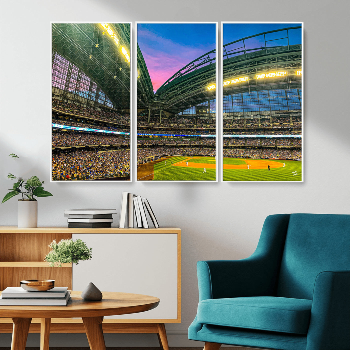 MGV-FC-48X32-3P - Milwaukee Brewers Baseball Team Print Canvas- American Family Field Stadium Wall Art Canvas Print