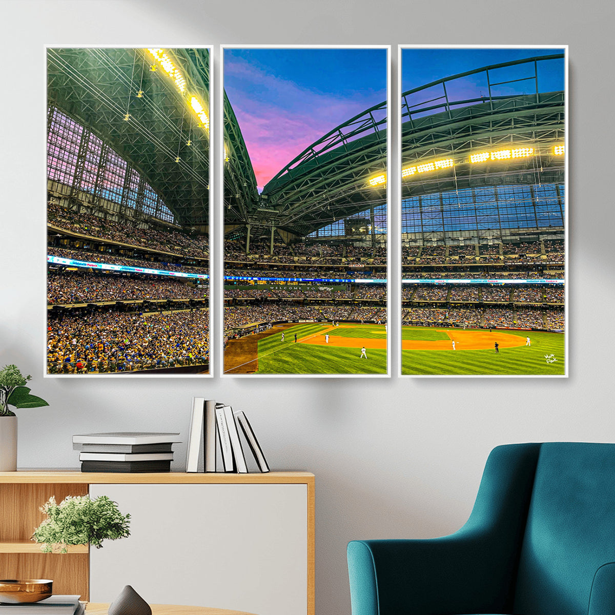 17006-MGV-CV-36X24 - Milwaukee Brewers Baseball Team Print Canvas, American Family Field Stadium Wall Art