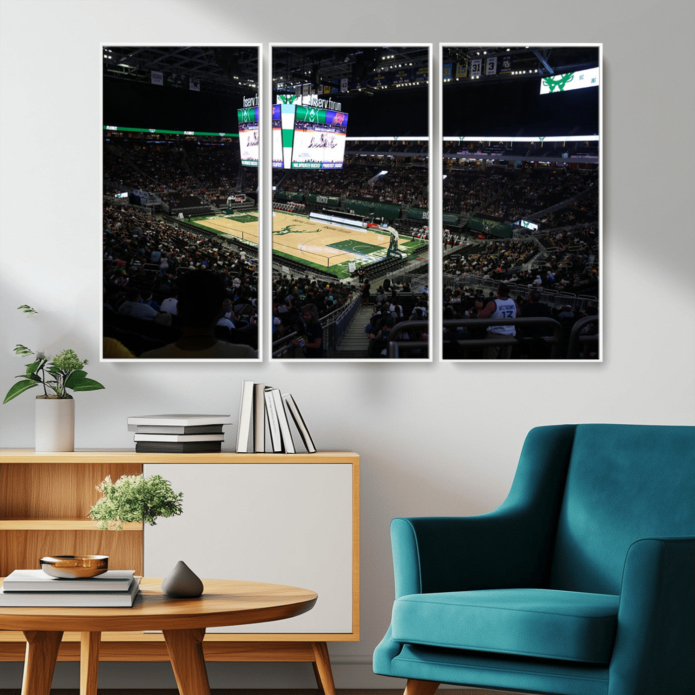 MGV-FC-48X32-3P - Milwaukee Bucks Basketball Print - Fiserv Forum Stadium Wall Art Canvas Print