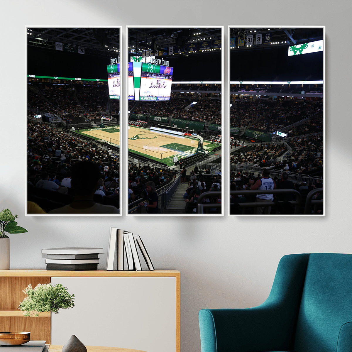 69882-MGV-CV-36X24 - Milwaukee Bucks Basketball Print, Fiserv Forum Stadium Wall Art