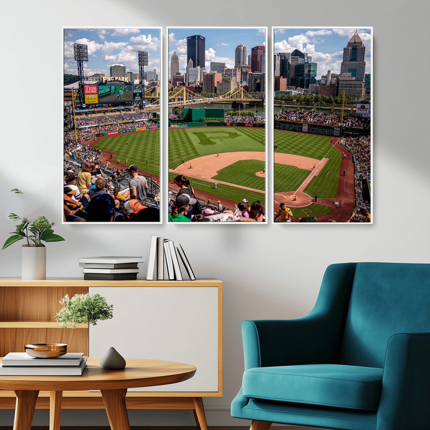 MGV-FC-48X32-3P - Pittsburgh Pirates Baseball Team Print - PNC Park Stadium Wall Art Canvas Print - Ready to Hang