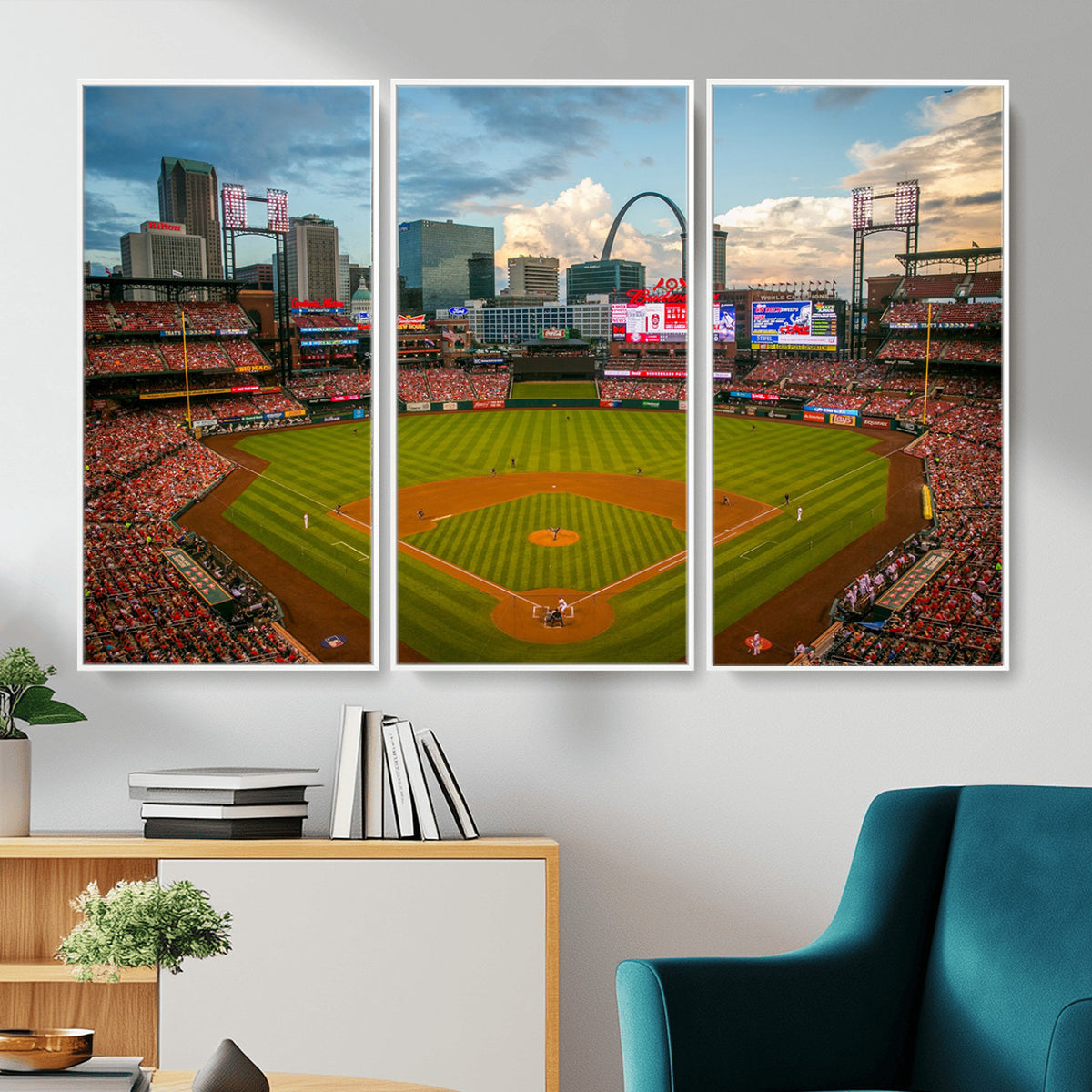 34054-MGV-CV-36X24 - St. Louis Cardinals Baseball Team Print, Busch Stadium Wall Art, Framed and Ready to Hang