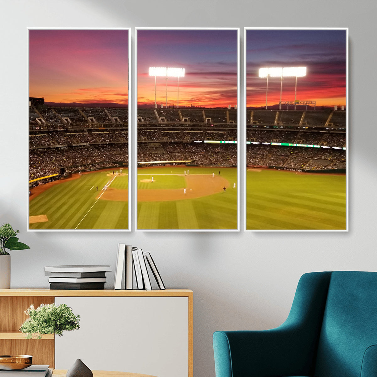 73718-MGV-CV-36X24 - Oakland Athletics Baseball Team Print, Oakland Coliseum