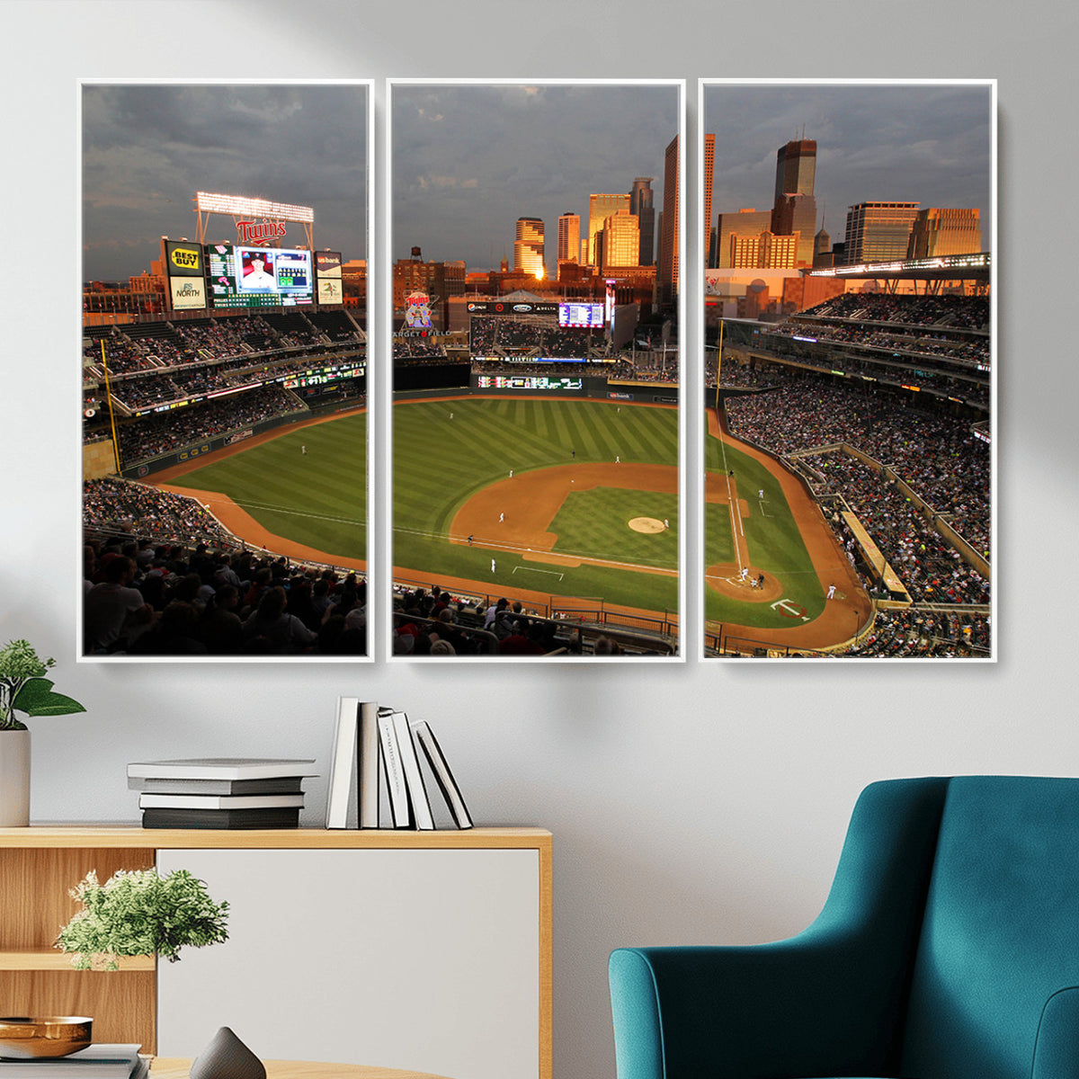 99822-MGV-CV-36X24 - Minnesota Twins Baseball Team Print, Minneapolis Target Field Stadium Wall Art