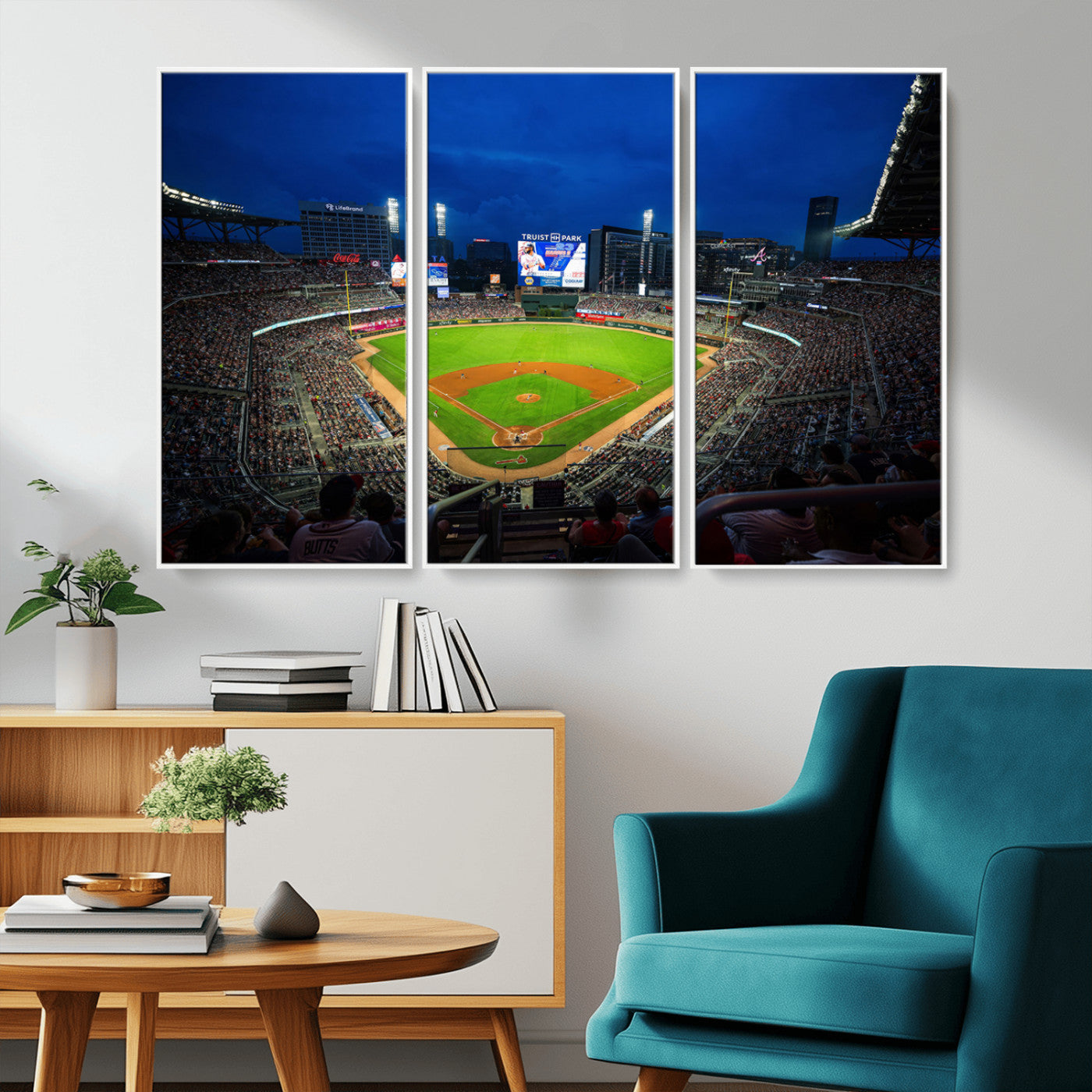 MGV-FC-48X32-3P - Truist Park Night Game Canvas Art - Atlanta Braves Stadium Wall Art Canvas