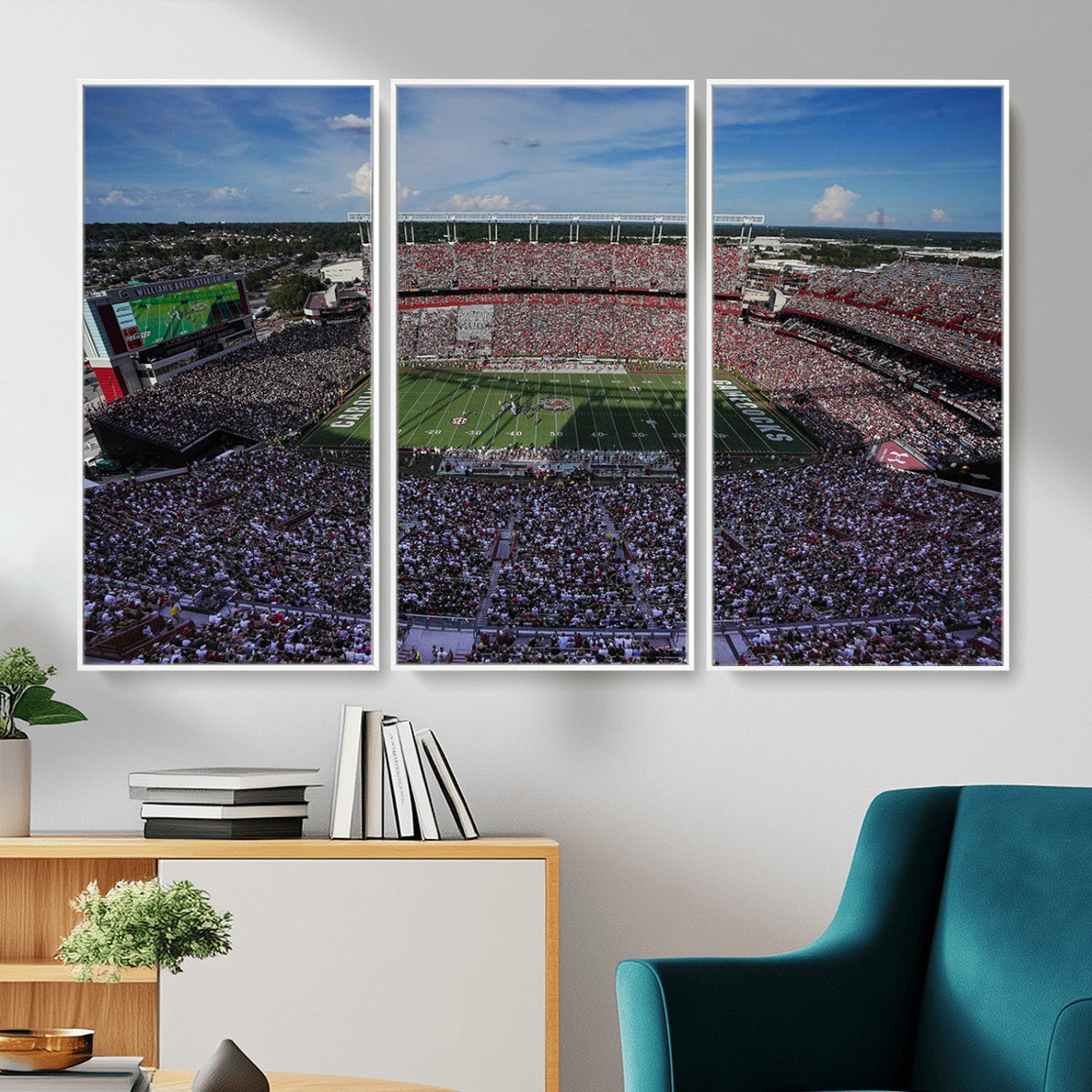 83382-MGV-CV-36X24 - South Carolina Gamecocks Football Team Print, Columbia Williams-Brice Stadium Wall Art