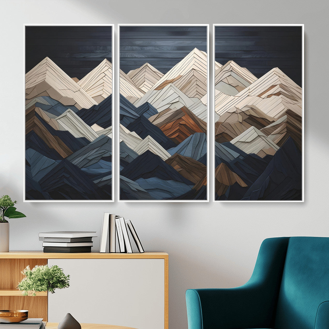 12896-MGV-CV-36X24 - Wood Mountain Wall Art | Mountain Canvas Print Wood Decor | Ready to Hang for Cabin Decor