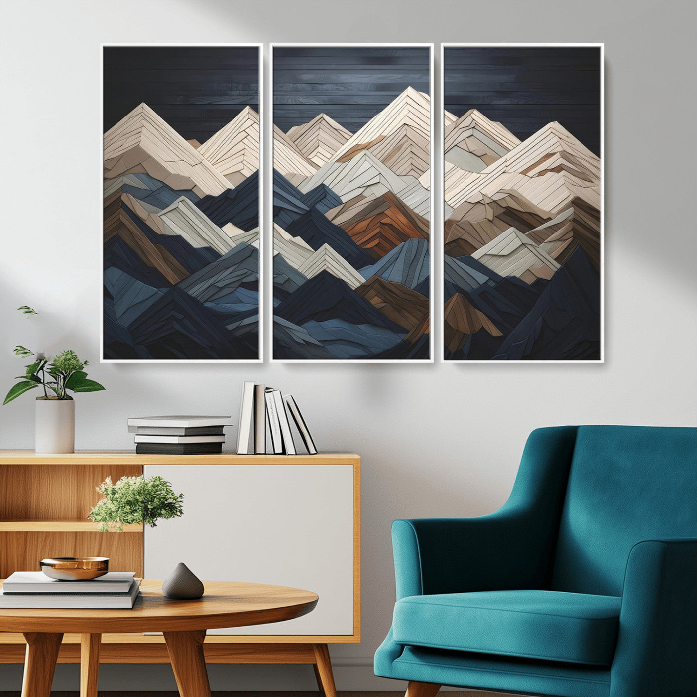 MGV-FC-48X32-3P - Wood Mountain Wall Art | Mountain Canvas Print Wood Decor | Ready to Hang for Cabin Decor