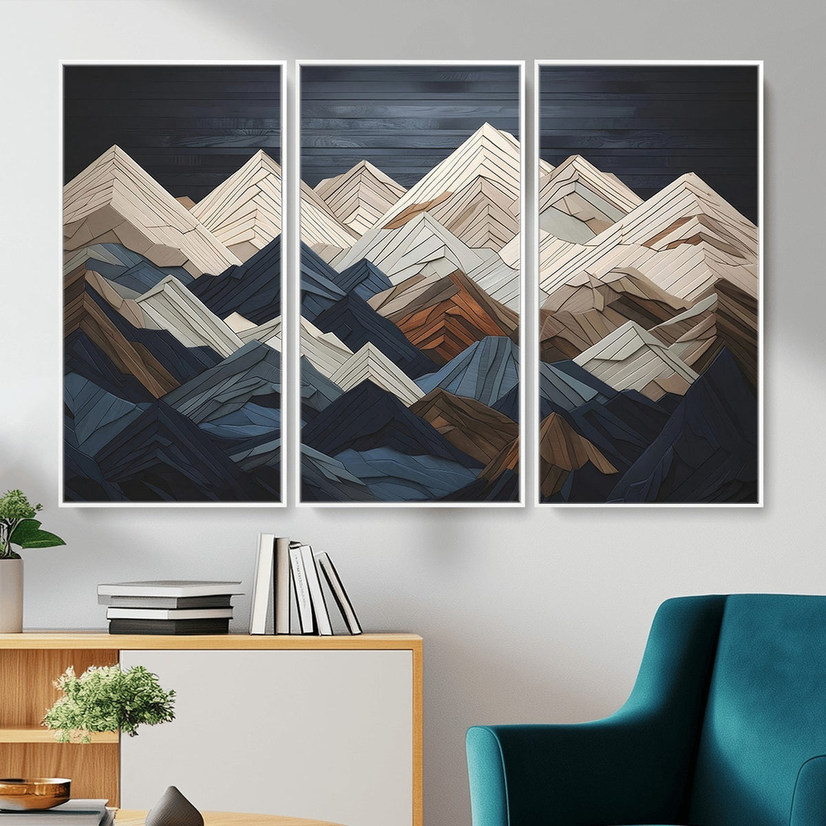 12896-MGV-CV-24X16 - Mountain Wall Art, Modern Abstract Landscape Canvas Print