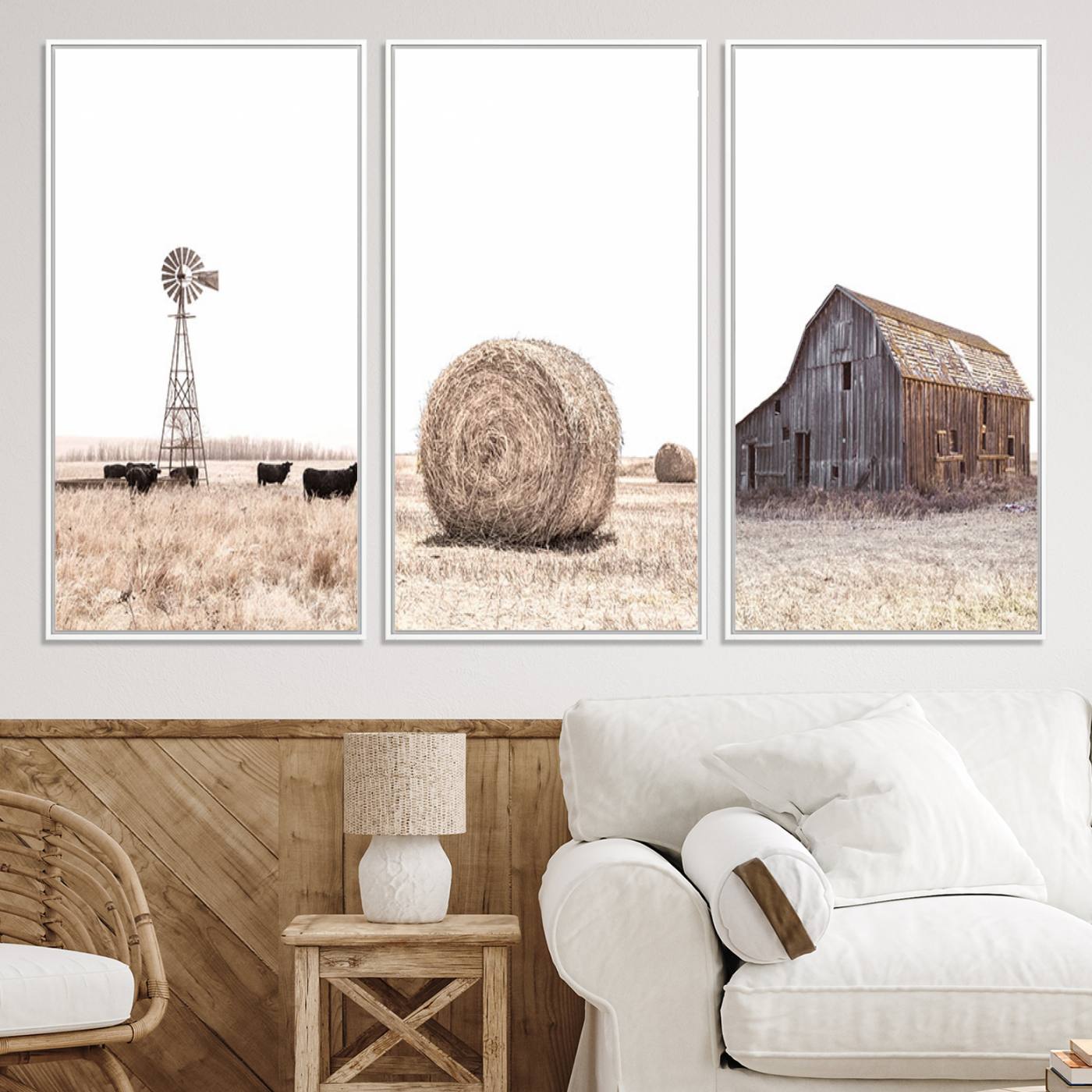 30918-MGV-CV-60X30-3P-Farm Prints Set, Set of 6 Farmhouse Wall Art, Country House Decor, Barn Print, Wheat Print, Farmhouse Wall Art, Gallery Wall Art, Farm Print