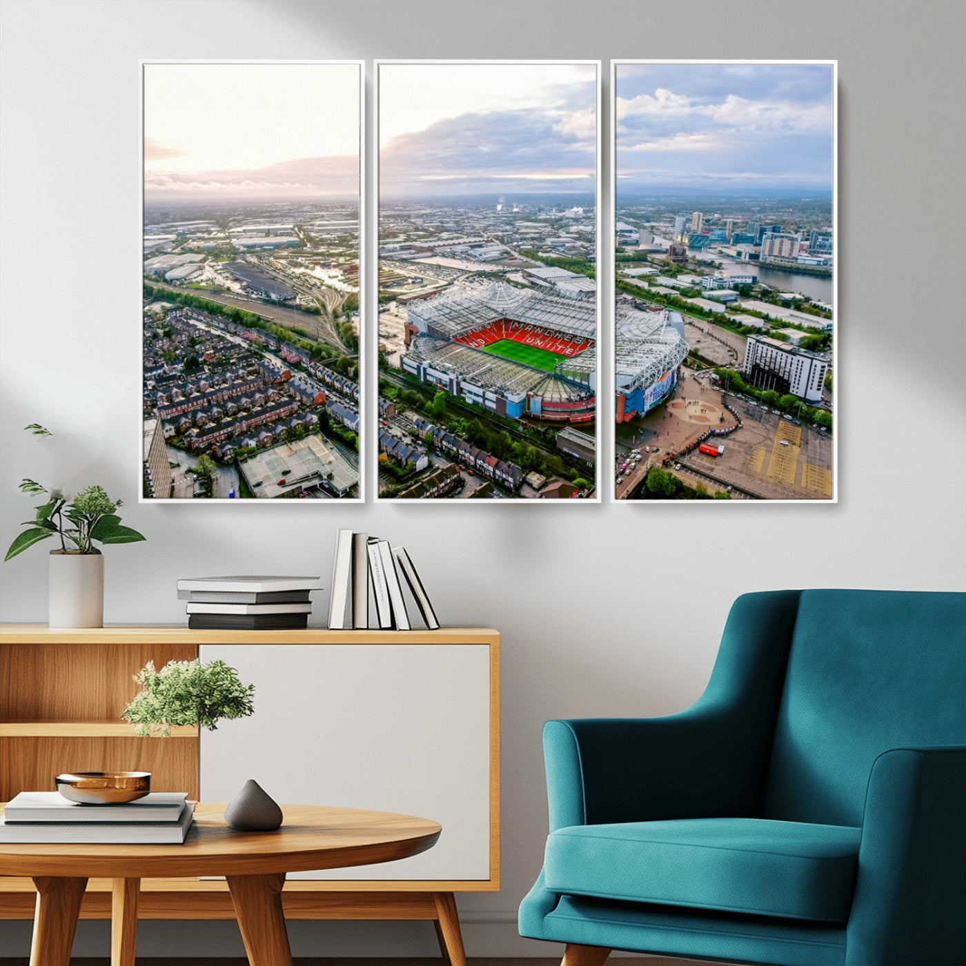 MGV-FC-48X32-3P - Old Trafford Manchester United Stadium Wall Art Canvas Print - Aerial View Stadium, Old Trafford