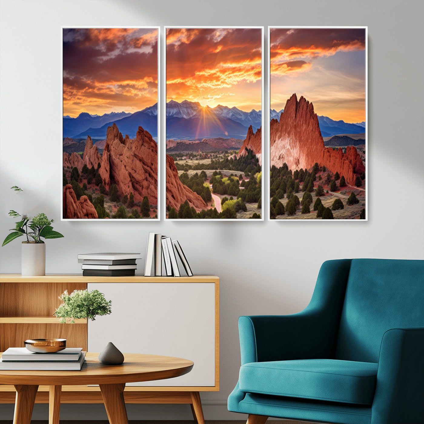 MGV-FC-48X32-3P - Rocky Mountains Sunset Wall Art Canvas Print – Ready to Hang, Framed Colorado Landscape