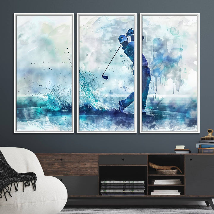 Golf Swing Wall Art Canvas Print, a sports-inspired watercolor decor.