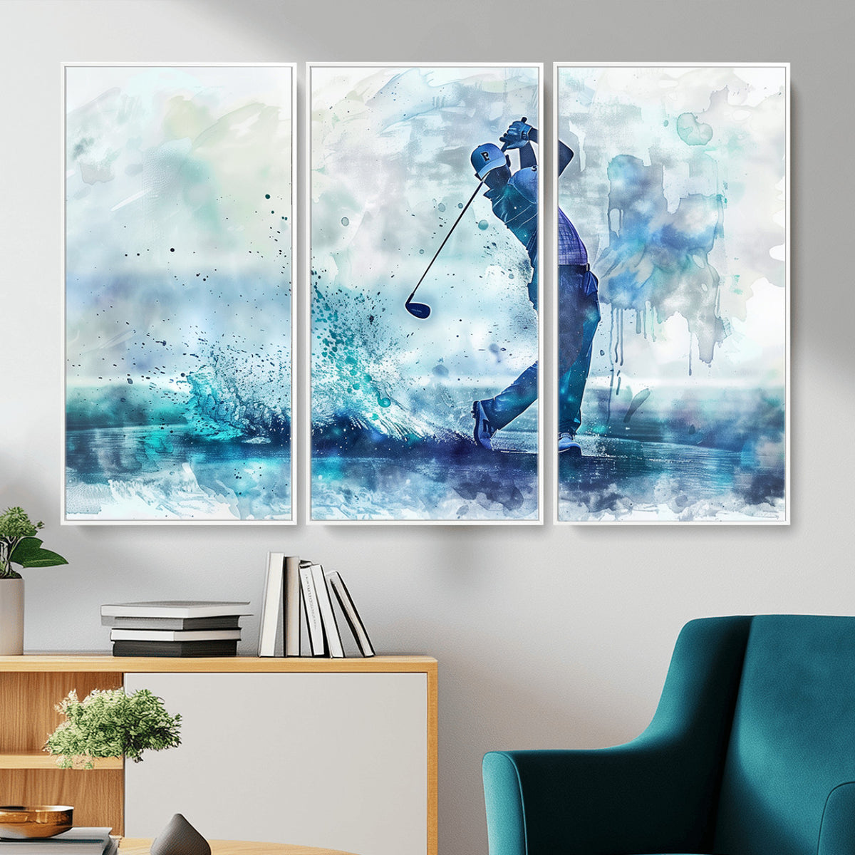 45328-MGV-CV-36X24 - Watercolor Abstract Golf Swing Wall Art Canvas Print