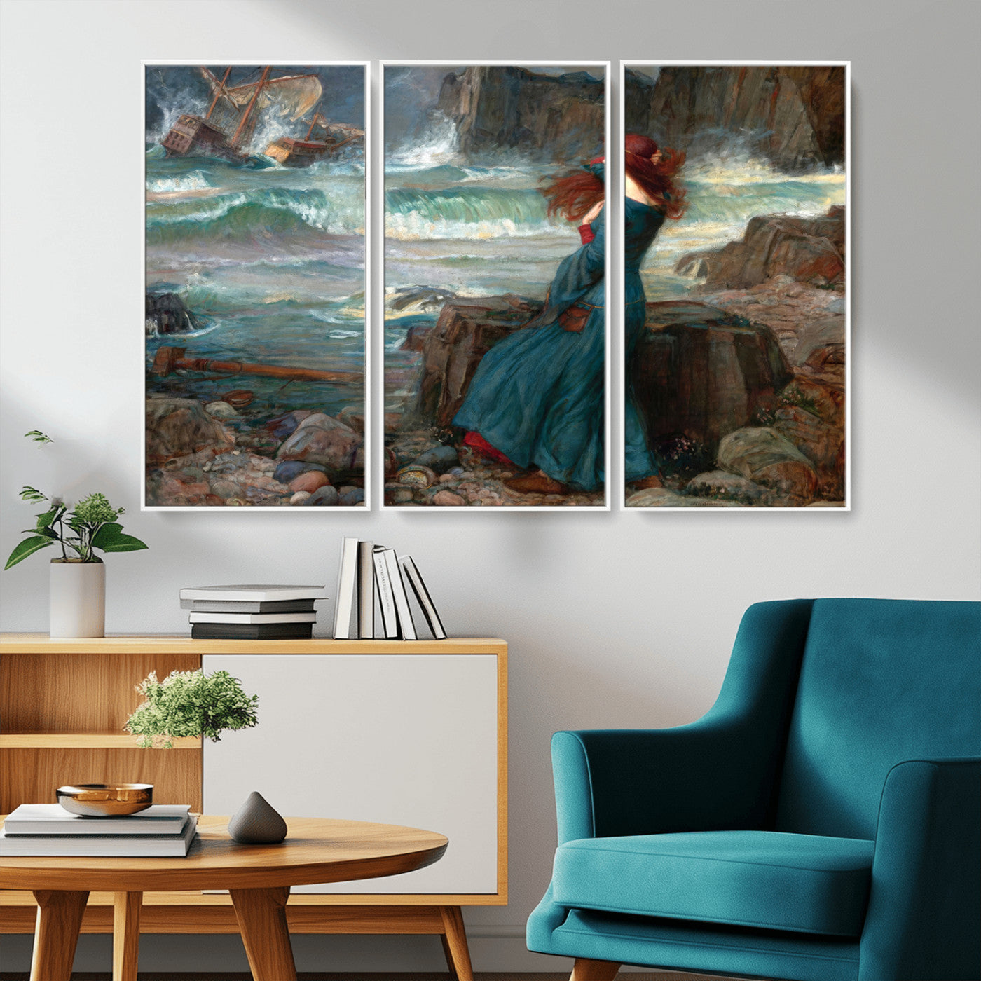 -Miranda by the Shore Wall Art Canvas Print – Tempest Scene Ocean Storm – Ready to Hang