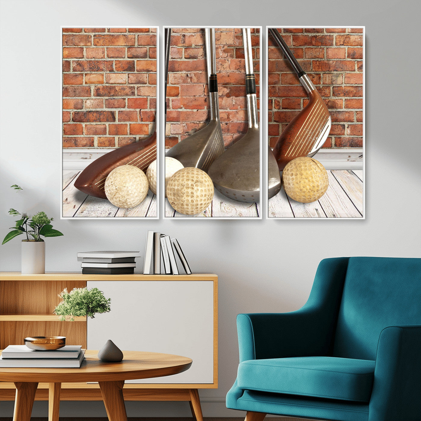 MGV-FC-48X32-3P - Vintage Golf Ball Wall Art Canvas Print | Golf Decor for Man Cave or Office | Ready to Hang and